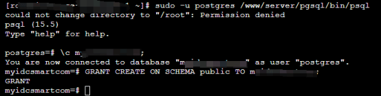 GRANT CREATE ON SCHEMA p 相关操作界面截图
