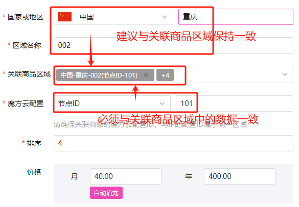 （1）新增区域 国家或地区：建议与关联商品的区域信息保持一致界面截图