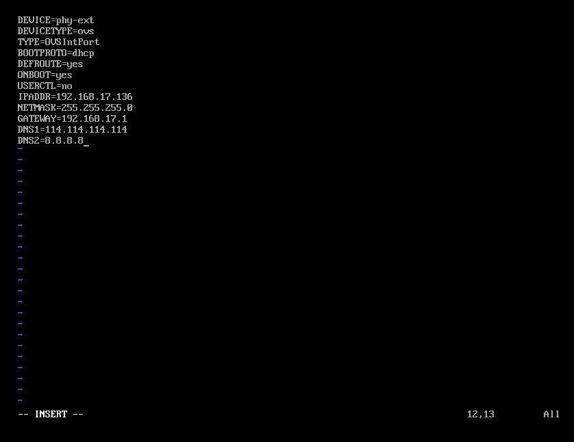 3）按 i 进入编辑模式，删除多余的 IP 和子网掩码即可界面截图
