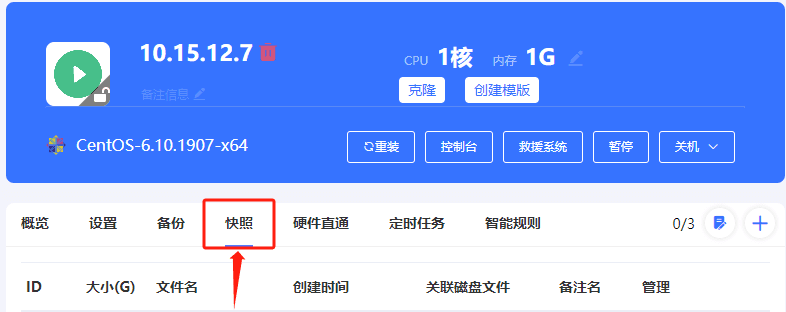 进入实例列表页面，点击实例的主机名，进入实例内页，如下界面截图