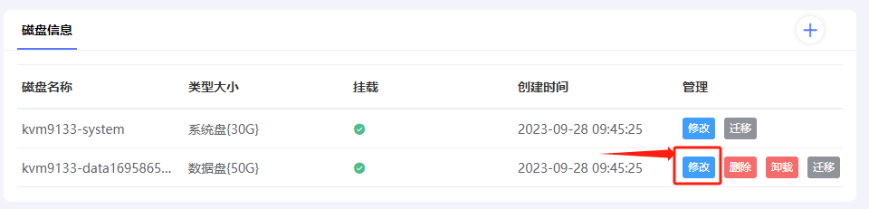 进入实例列表页面，点击需要调整磁盘性能的实例的主机名，进入实例内页，如下界面截图