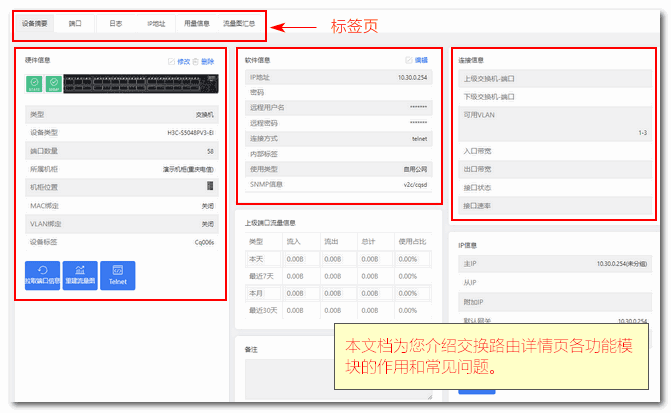 通过 DCIM 系统导航栏-【设备管理】-【交换路由】界面截图