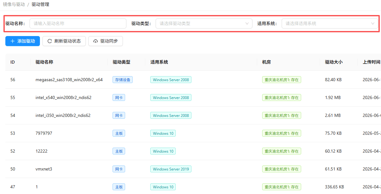 页面顶部配置多条件组合筛选功能，支持多元化精准检索界面截图